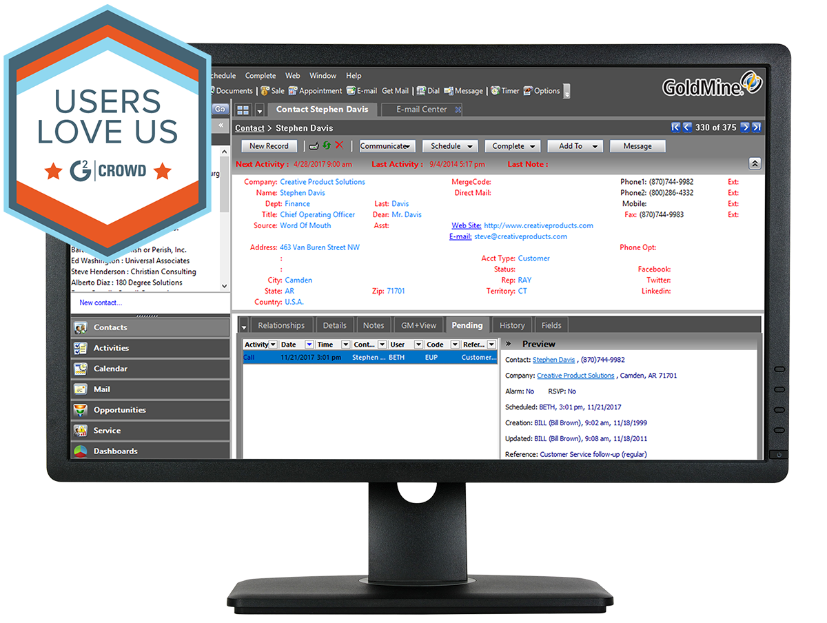 G2 crowd loves GoldMine CRM